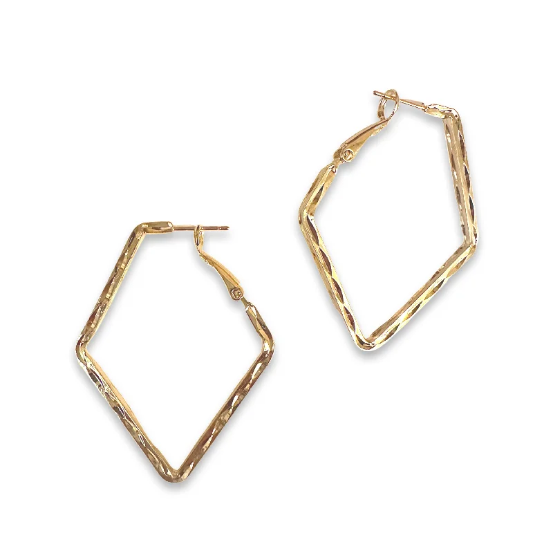 Swarovski Crystal Earrings-Crysta Geometric Diamond Hoops