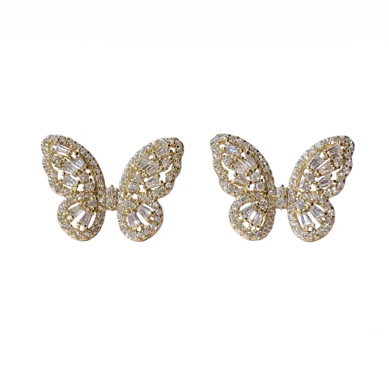 Art Deco Earrings-Sweet Baguette Butterfly Earrings