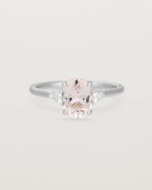 Silver Engagement Ring with Ruby-Delphine Ring | Morganite & Diamonds