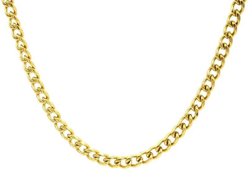 Double Pendant Necklace-Mens 5mm Gold Stainless Steel Miami Cuban Link 24" Chain Necklace