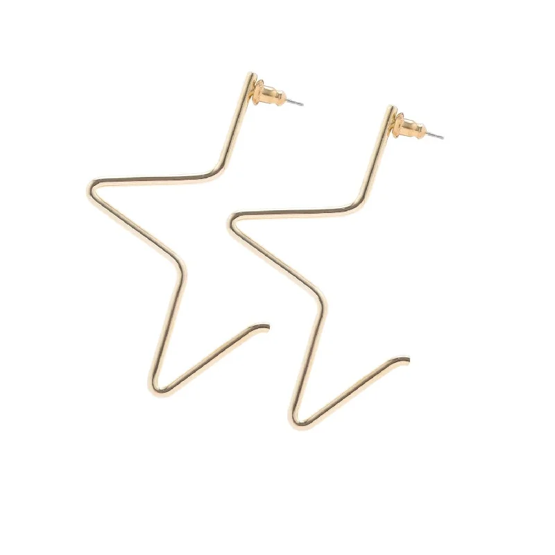 Black Gold Earrings-Large 1/2 Star Earrings