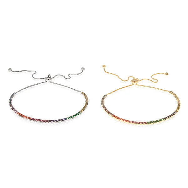 Stackable Silver Bracelet-Rainbow Slider Bracelet