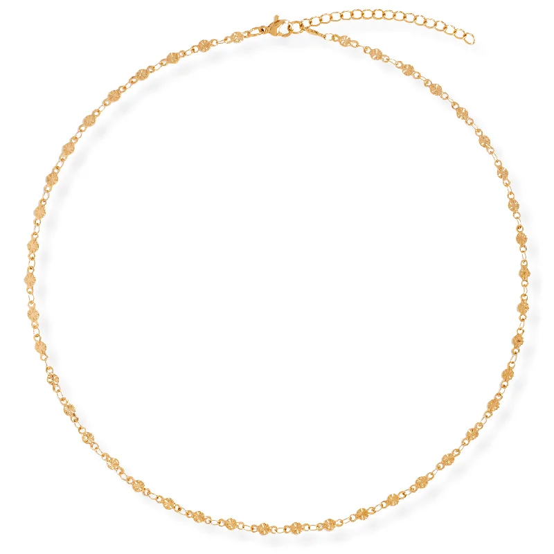 Opal Gemstone Necklace-Garcelle Mini Disc Chain Necklace