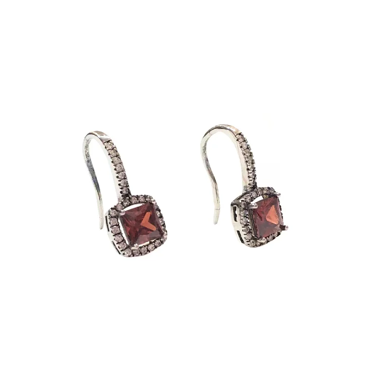 Retro Hoop Earrings-Adriene Birthstone Square Earrings