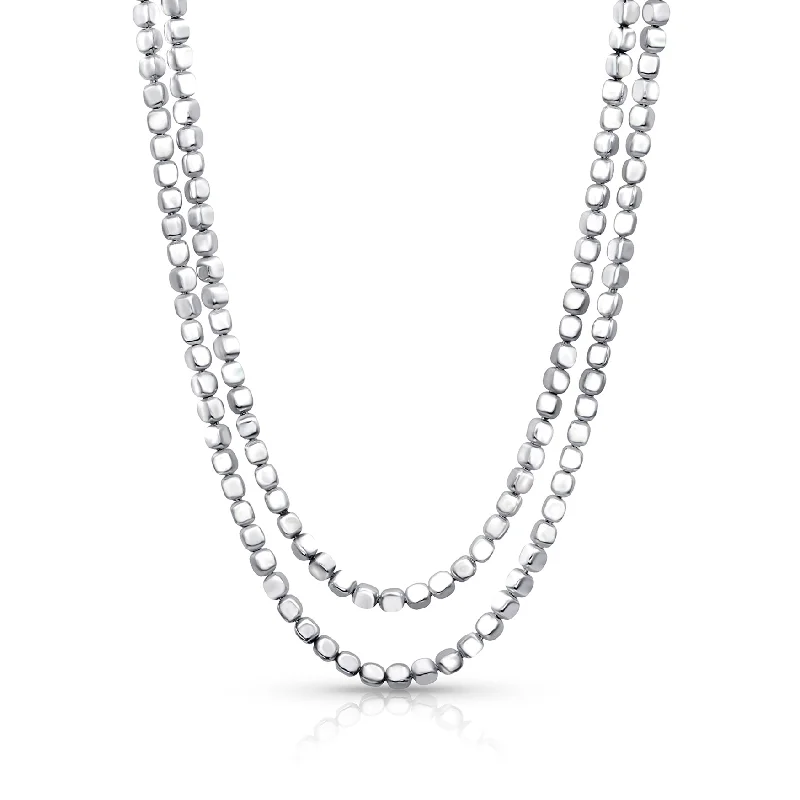 Minimalist Silver Necklace-Silver Ice Double Chain