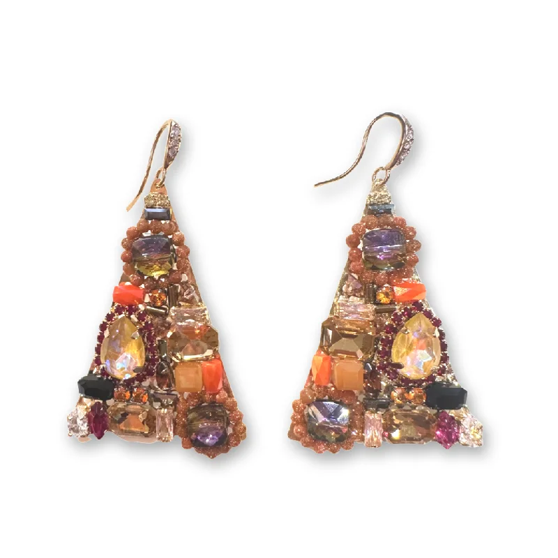 Large Crystal Drop Earrings-Crystie Triangle Statement Earrings