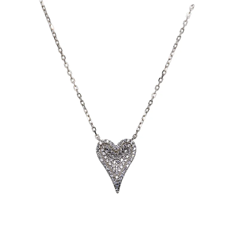 Elegant Gold Necklace-"3D HEART" CZ Small Pendant Necklace