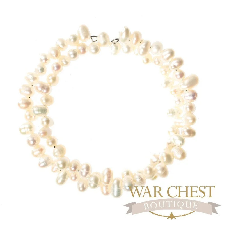 Designer Charm Bracelet-White Pearl Memory Wire Bracelet