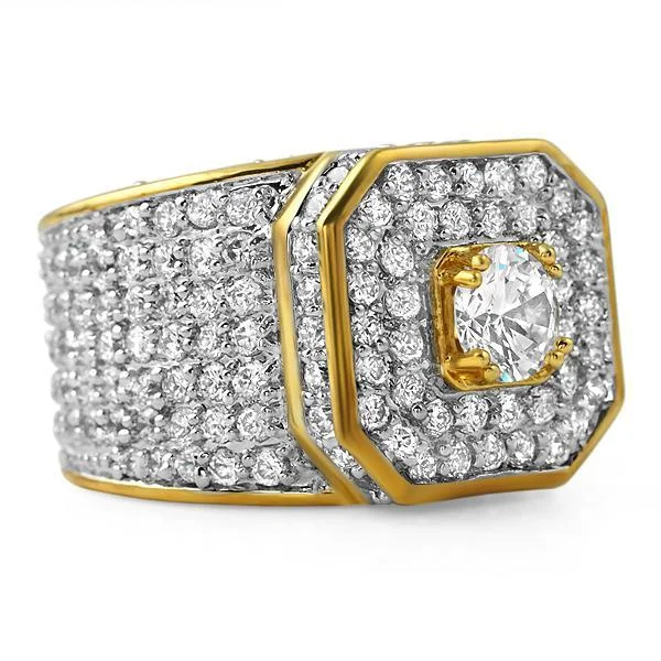 Custom Name Ring-Gold .925 Silver Presidential Bling Bling CZ Ring