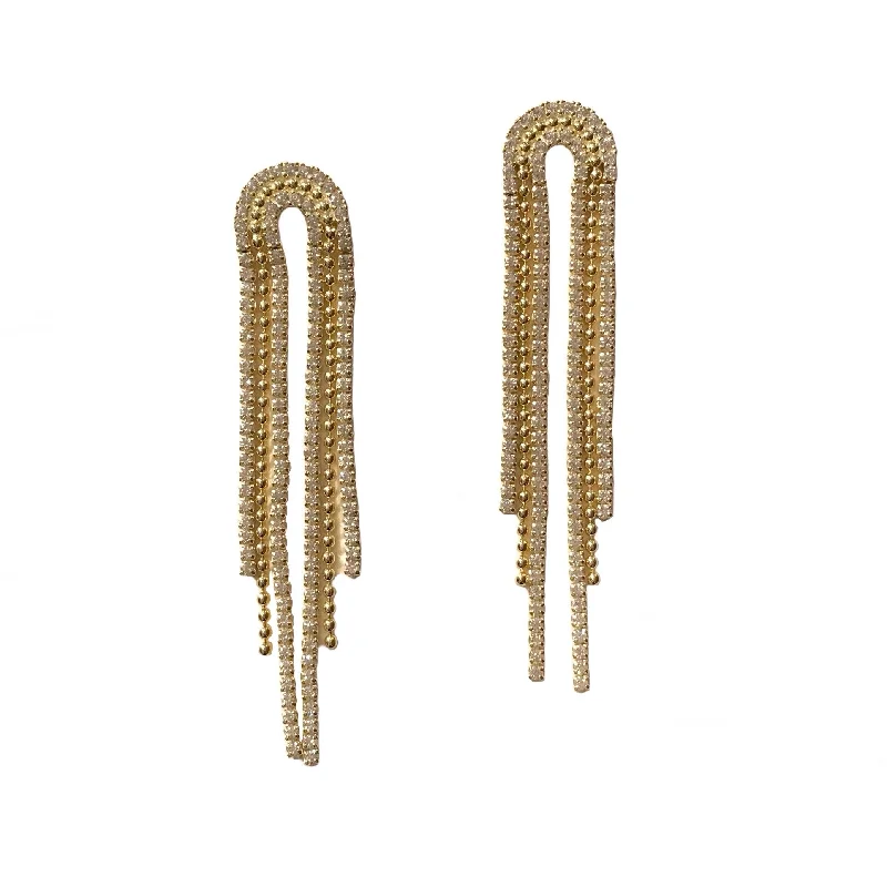 Large Gold Earrings-Arch Drape Long Earrings