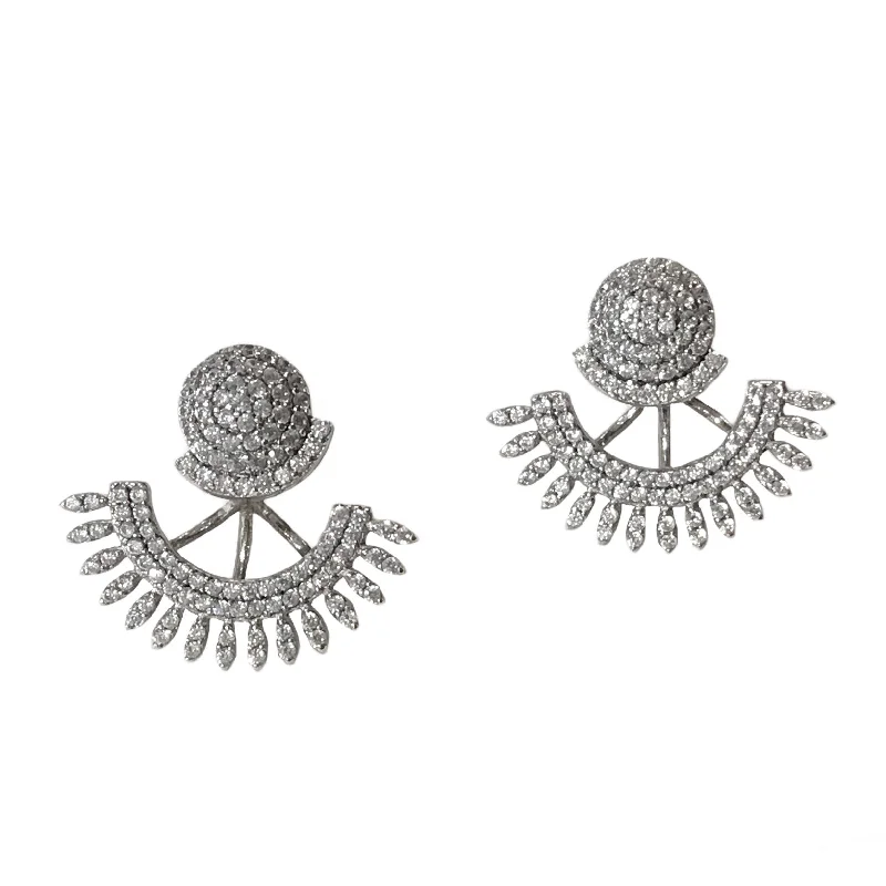 Classic Round Earrings-Jacklyn Pave Spike Statement Jacket Earrings