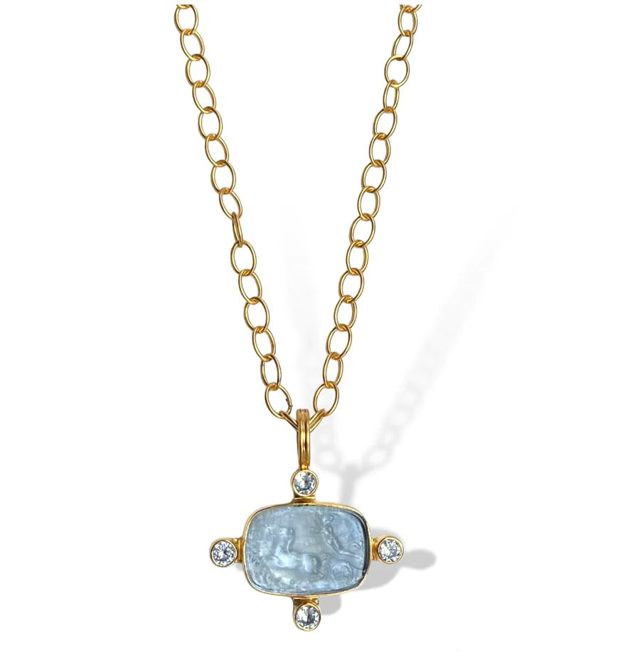 Double Pendant Necklace-CELESTIAL CHARIOT INTAGLIO NECKLACE