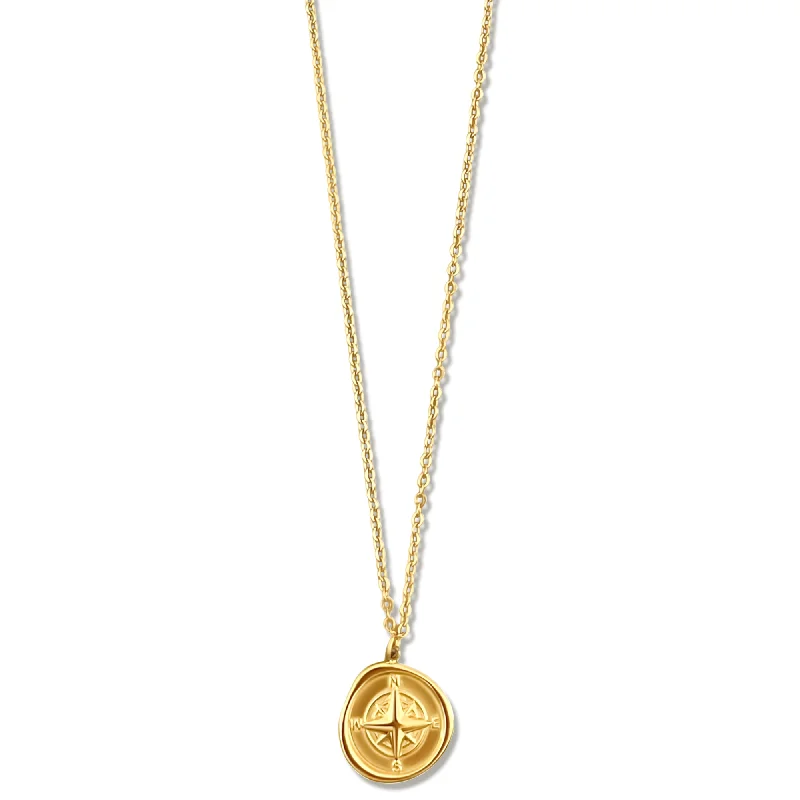 Natural Crystal Necklace-Aerin Compass Pendant Necklace