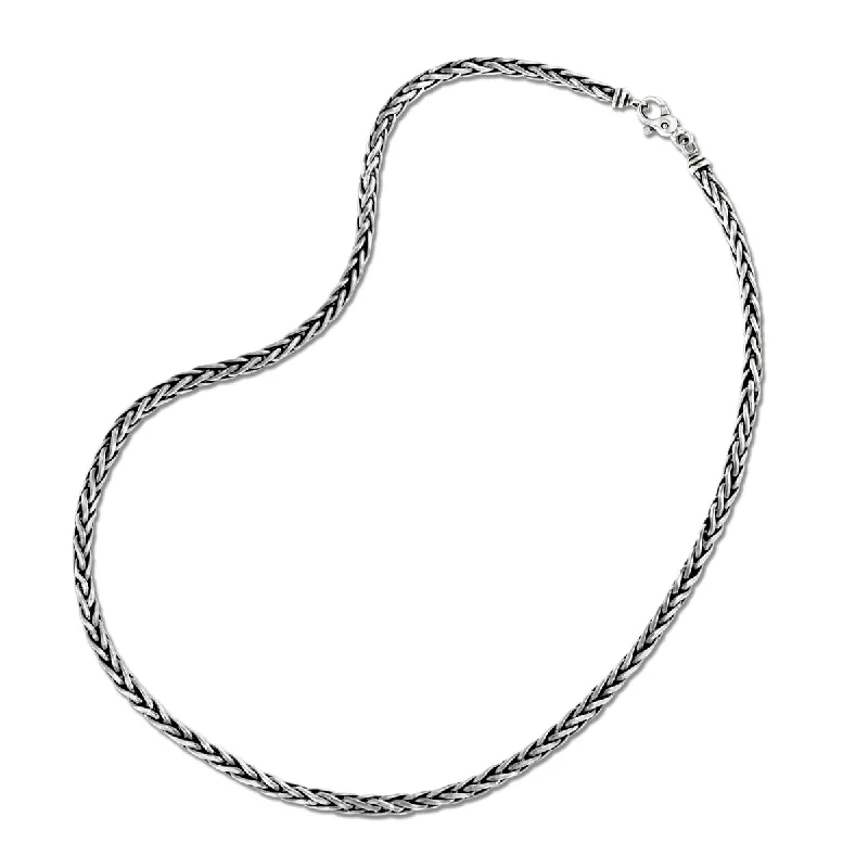 Geometric Bar Necklace-3mm Classic Woven Chain