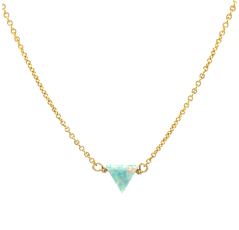 Silver Rope Necklace-bara boheme | Small "TRIANGLE" Opal Necklace