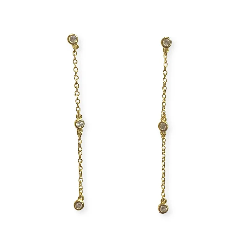 Statement Silver Earrings-Amy Bezel Drop Earrings