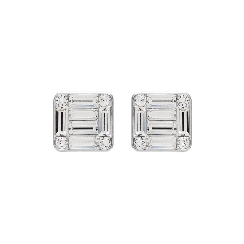 Silver Bead Drop Earrings-Kate Studs in Rhodium