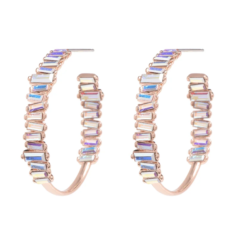 Long Gold Earrings-Serena Hoops in Rose Gold Unicorn