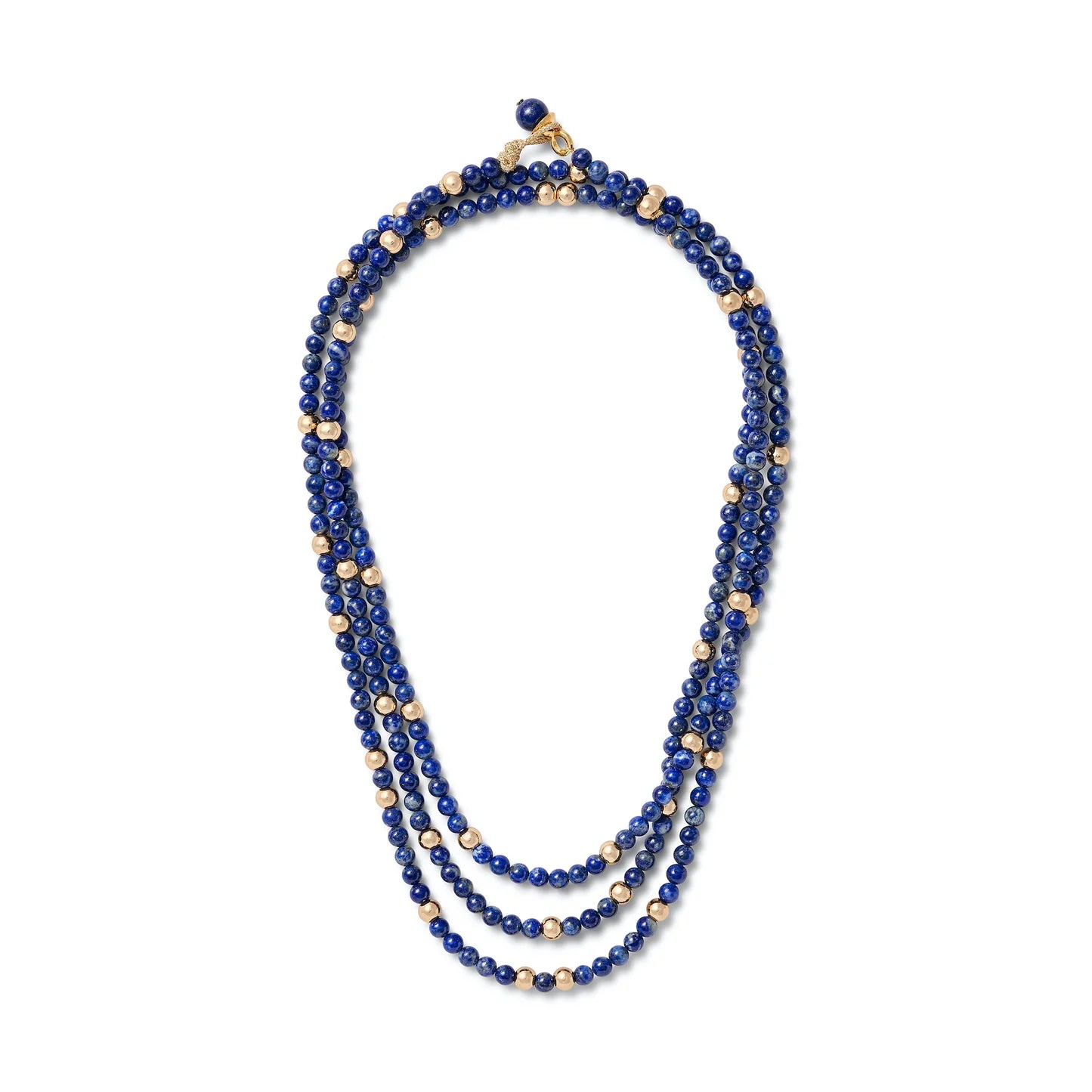 Two-Tone Gold Necklace-Lapis + Gold Layering Necklace