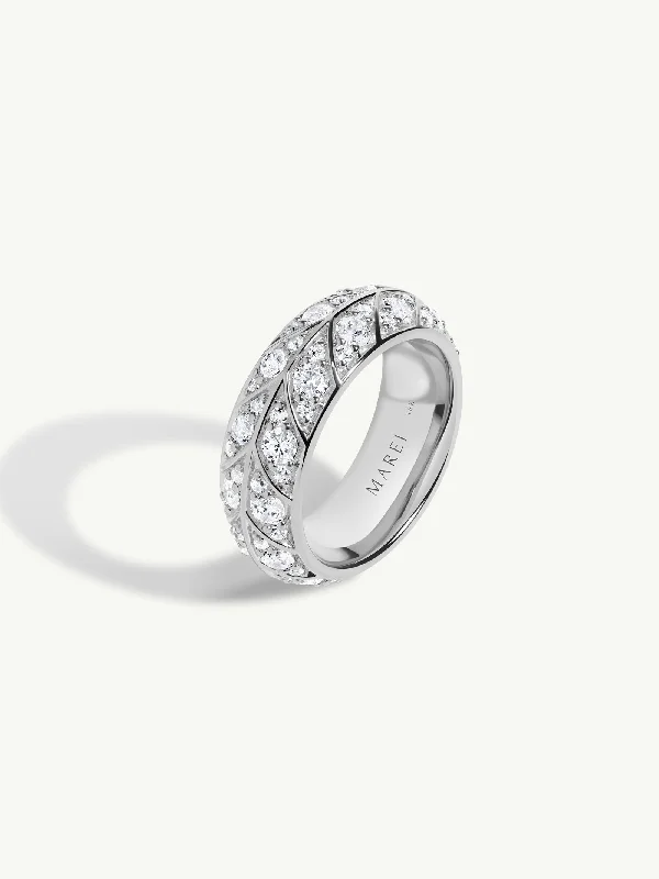 Elegant Band Ring with Diamonds-Palmyra Eternity Band With Brilliant White Diamond In 18K White Gold, 8mm