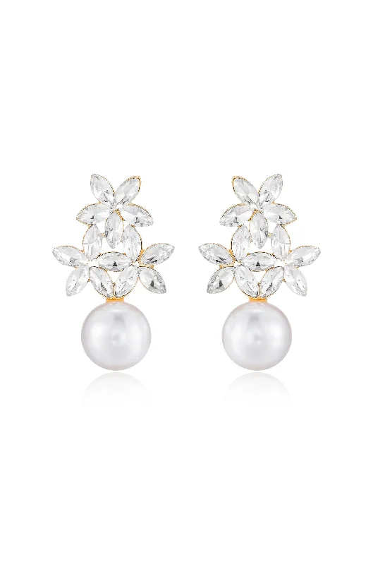 Butterfly Stud Earrings-Best Day Crystal & Pearl Earrings