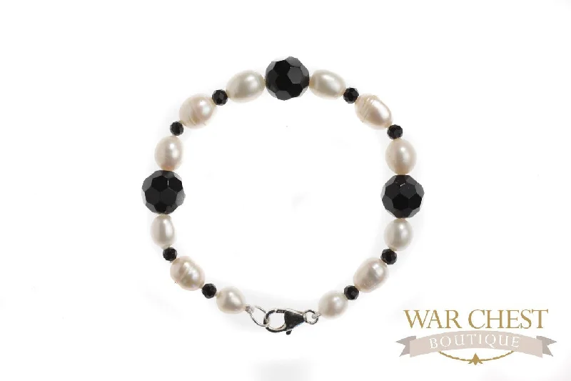 Custom Zodiac Bracelet-Onyx & Pearl Bracelet