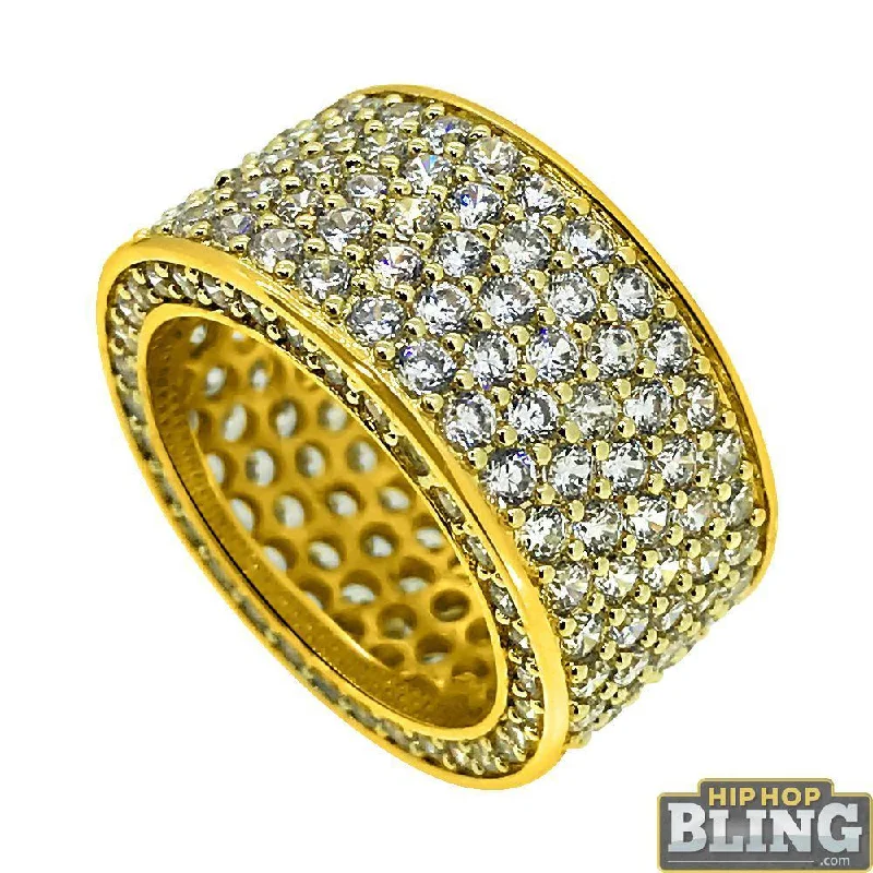 Antique Silver Ring-10K Yellow Gold CZ 360 Eternity Ring Bling Bling