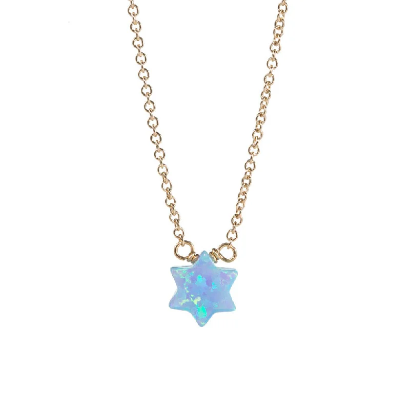 Silver Heart Necklace-bara boheme | "Star of David" Opal Necklace