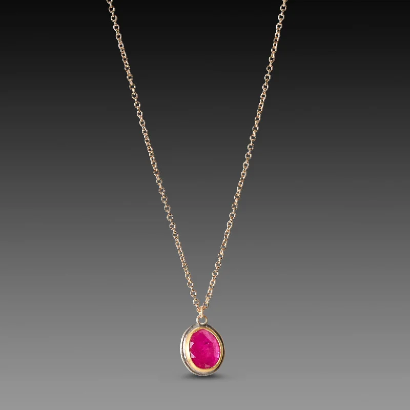 Elegant Silver Necklace-Vibrant Ruby Necklace