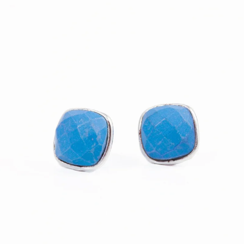 Unique Dangle Earrings-Felice Square Turquoise Earrings