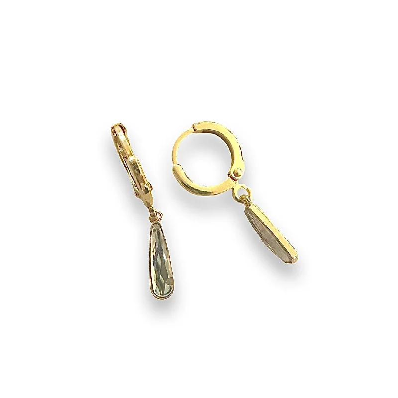 Fashion Hoop Earrings-Haggy Teardrop Bezel Charm Huggies