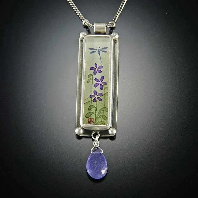 Classic Gemstone Pendant Necklace-Narrow Dragonfly Necklace