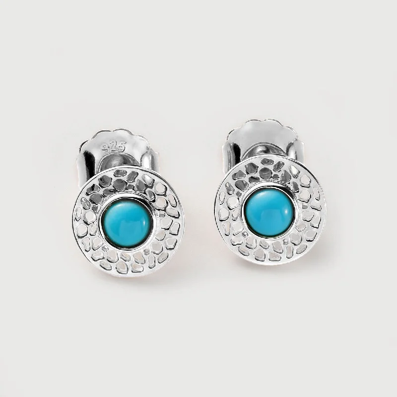 Luxury Pearl Earrings-Lattice Disc Earrings with Turquoise