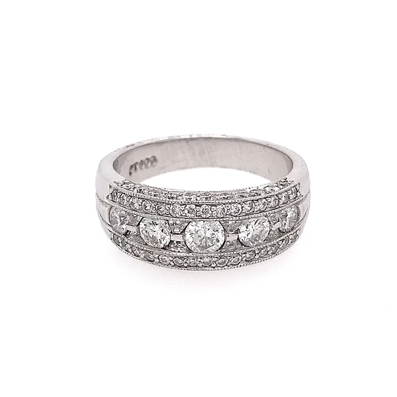 Diamond Eternity Ring-JB Star Band with Round and Trapezoid Diamonds