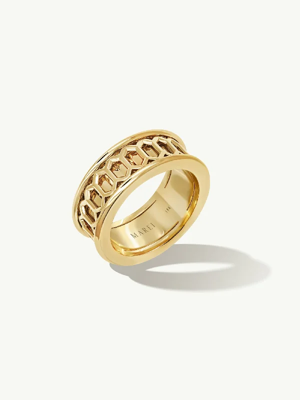 Modern Gold Wedding Band-Amanti Infinity Spinning Ring In 18K Yellow Gold