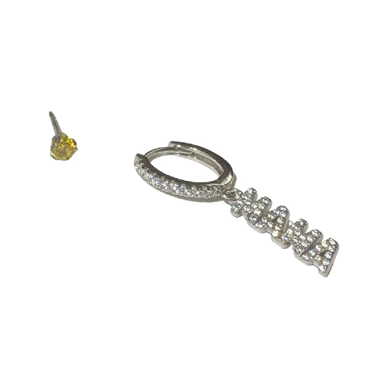 Diamond Drop Earrings-Noellery Silver Mama Huggie Citrine Stud Set