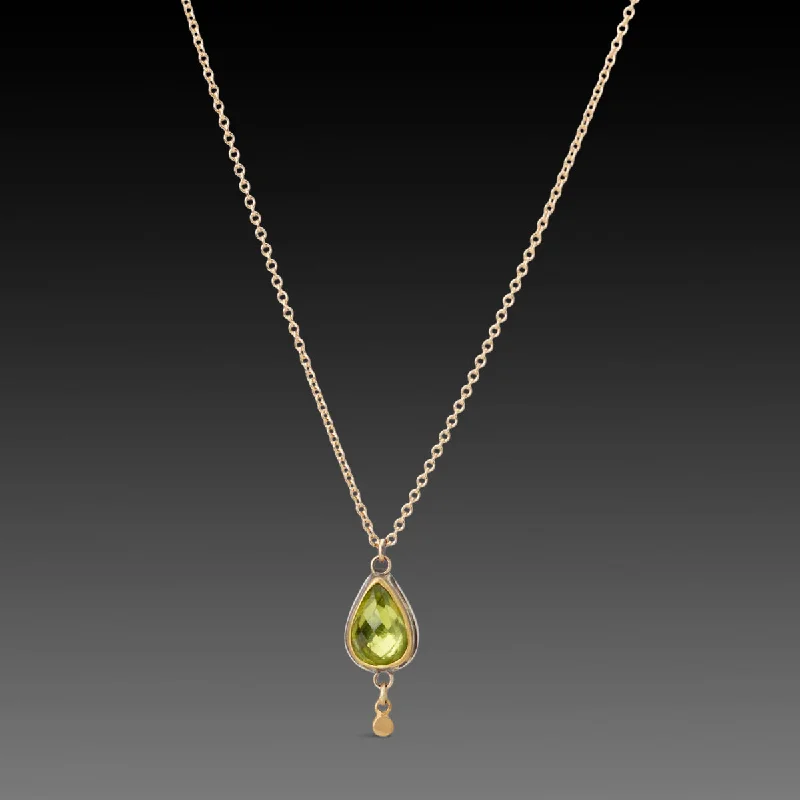 Classic Silver Necklace-Sparkly Peridot Necklace