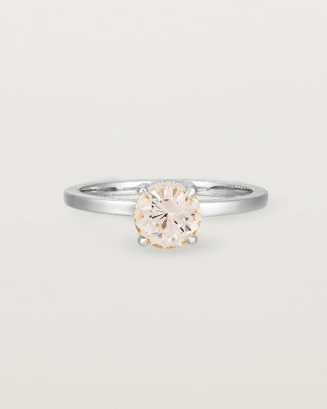 Rose Gold Stackable Rings-Petite Una Round Solitaire | Morganite