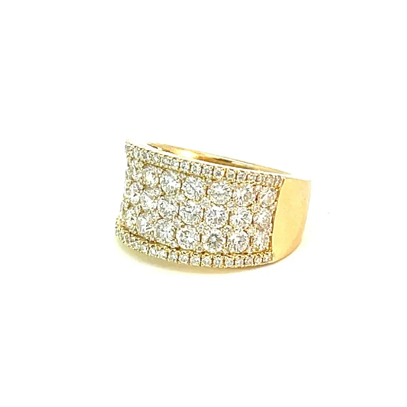 Emerald Cut Wedding Ring-Wide Yellow Gold Diamond Fashion Ring