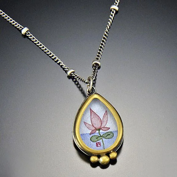 Unique Gold Necklace-Simple Teardrop Lotus Necklace