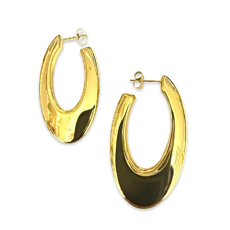 Chic Drop Earrings-Stainless Steel Open Oval Hoops