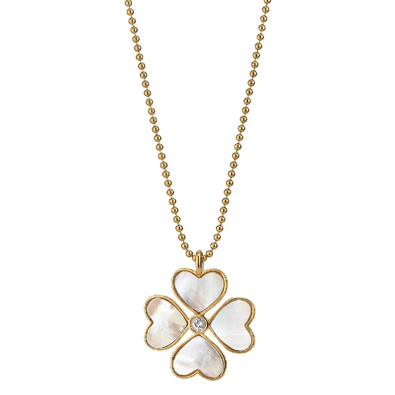 Personalized Pendant Necklace-Heart Clover Charm