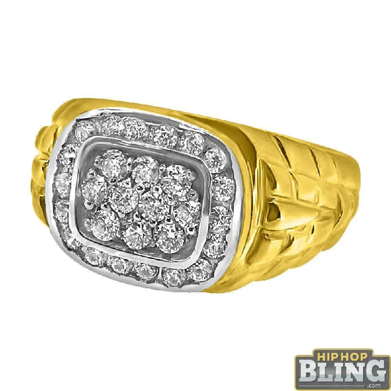 Ruby Engagement Ring-10K Yellow Gold Simple CZ Mens Ring