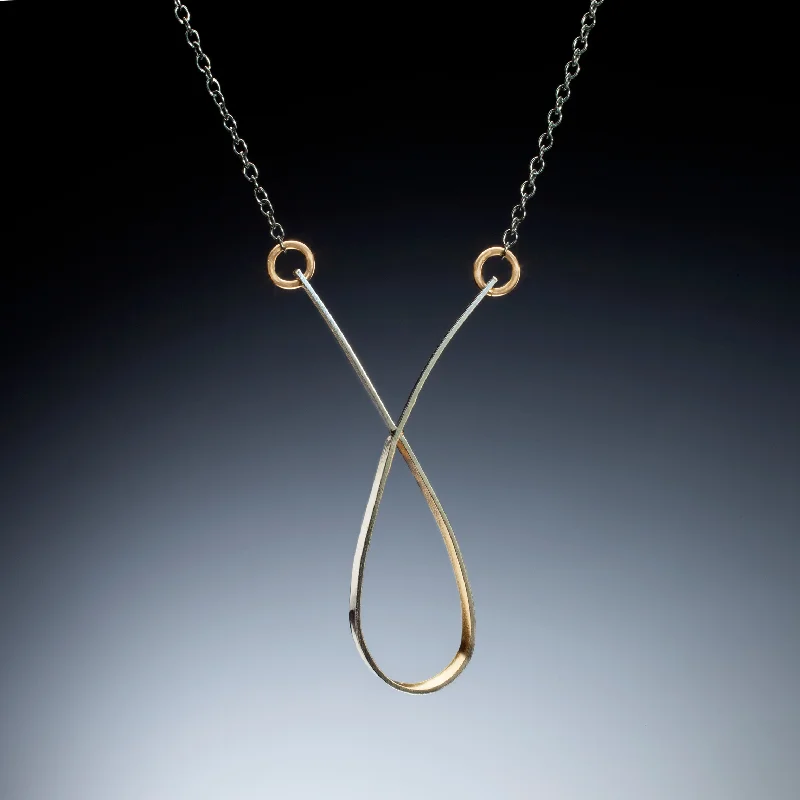 Gold Oval Pendant Necklace-Gold Inside Loop Necklace