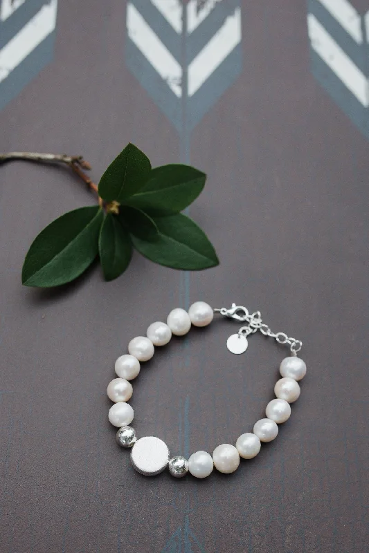 Women's Custom Charm Bracelet-Sterling Silver Pearl Bracelet