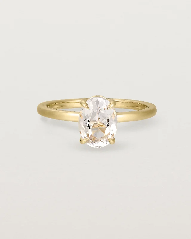 Silver and Sapphire Ring-Una Oval Solitaire | Morganite