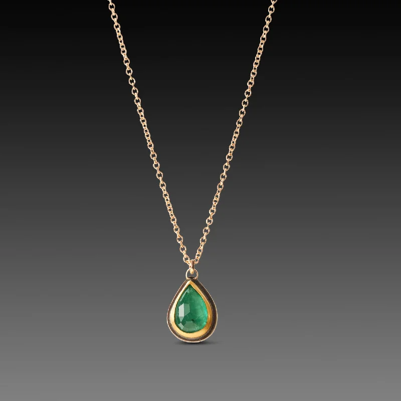 Heart Shaped Gold Necklace-Teardrop Emerald Necklace