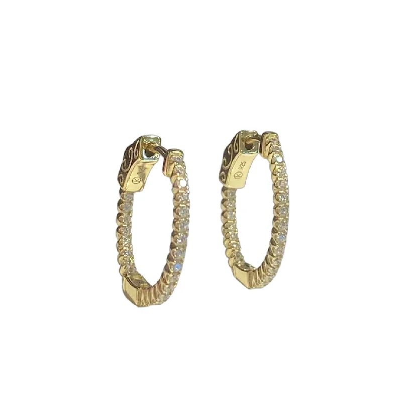 Handmade Hoop Earrings-French Clasp Pave 0.7” Hoops