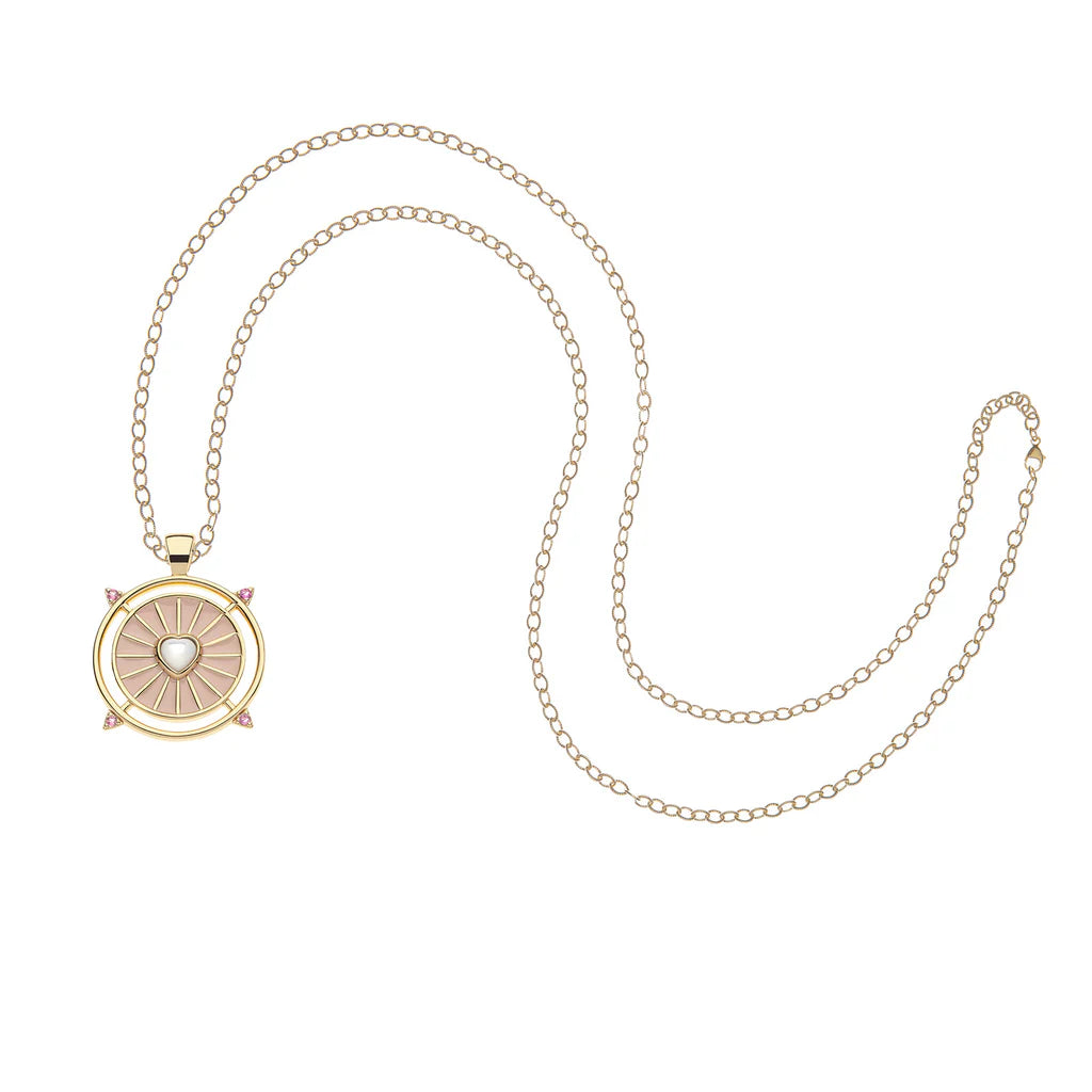 Heart Shaped Gold Necklace-El Corazon Embellished LOVE Pendant