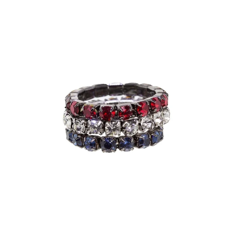 Sapphire Engagement Ring-1928 Jewelry American Stripes Stackable Stretch Ring Set